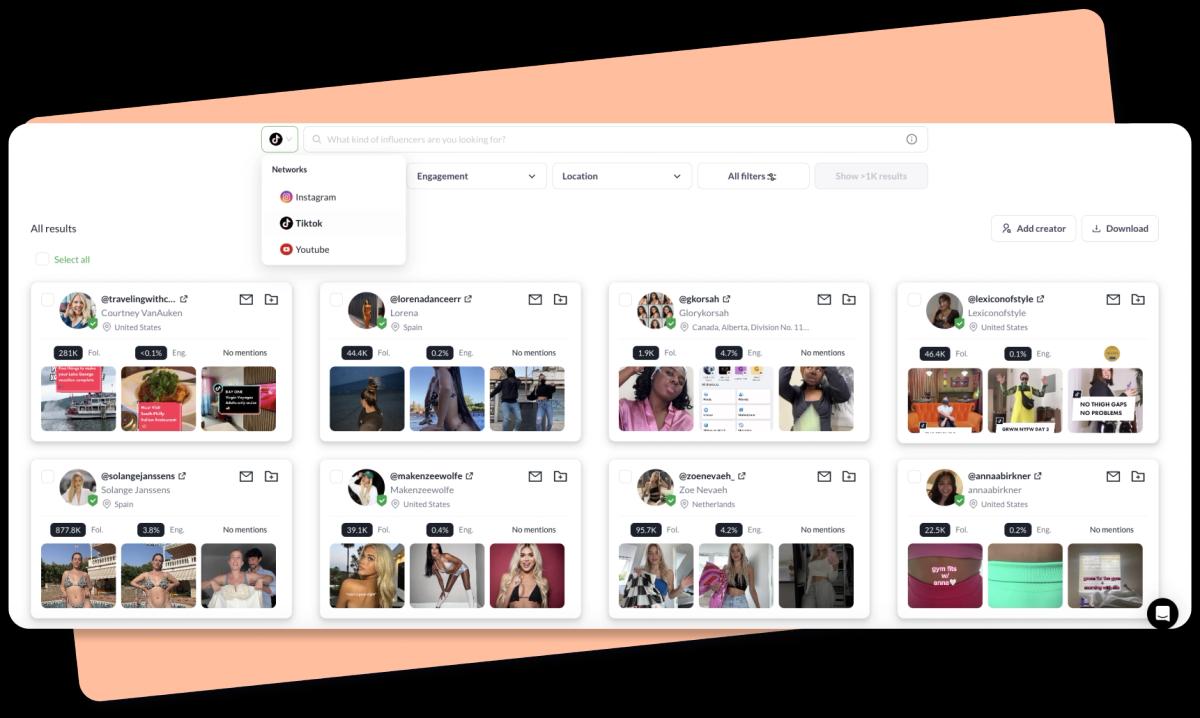 Access a database of 4M+ TikTok influencers